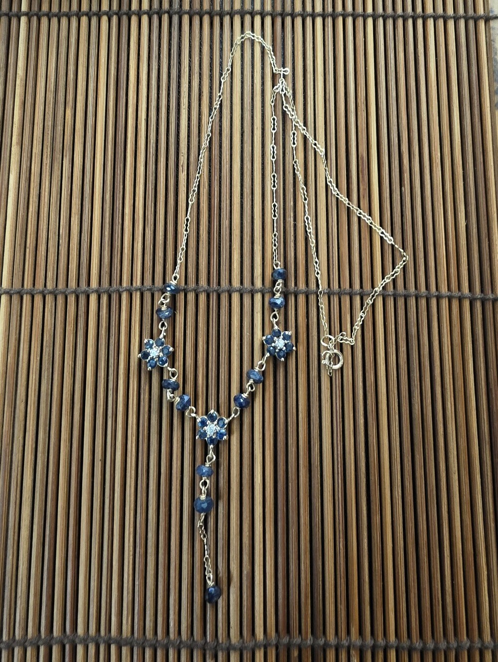 10k Spinel,Diamond Yellow Gold Necklace